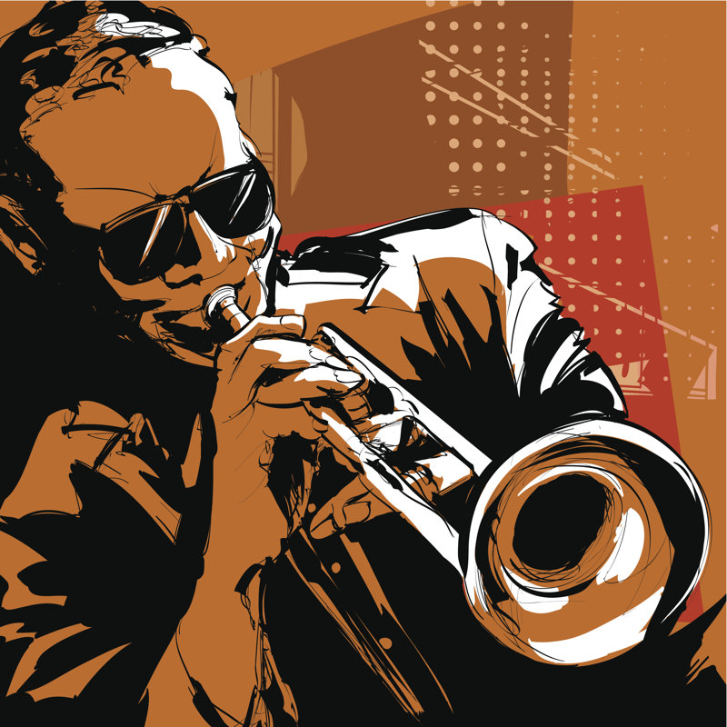 Jazz Trumpet Player by Isaxar - Wrapped Canvas Print, 51cm H x 51cm W