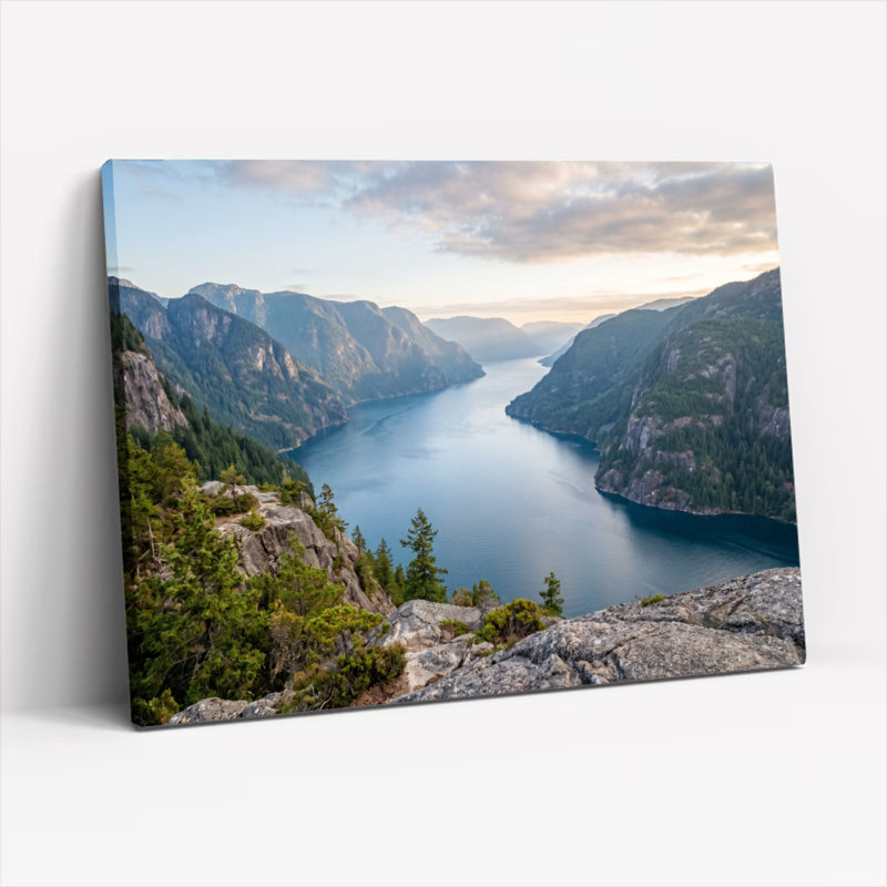 Ensemble de 1 tableau sur toile représentant un lac de montagne, 36"H x 48"W, Wrapped Canvas
