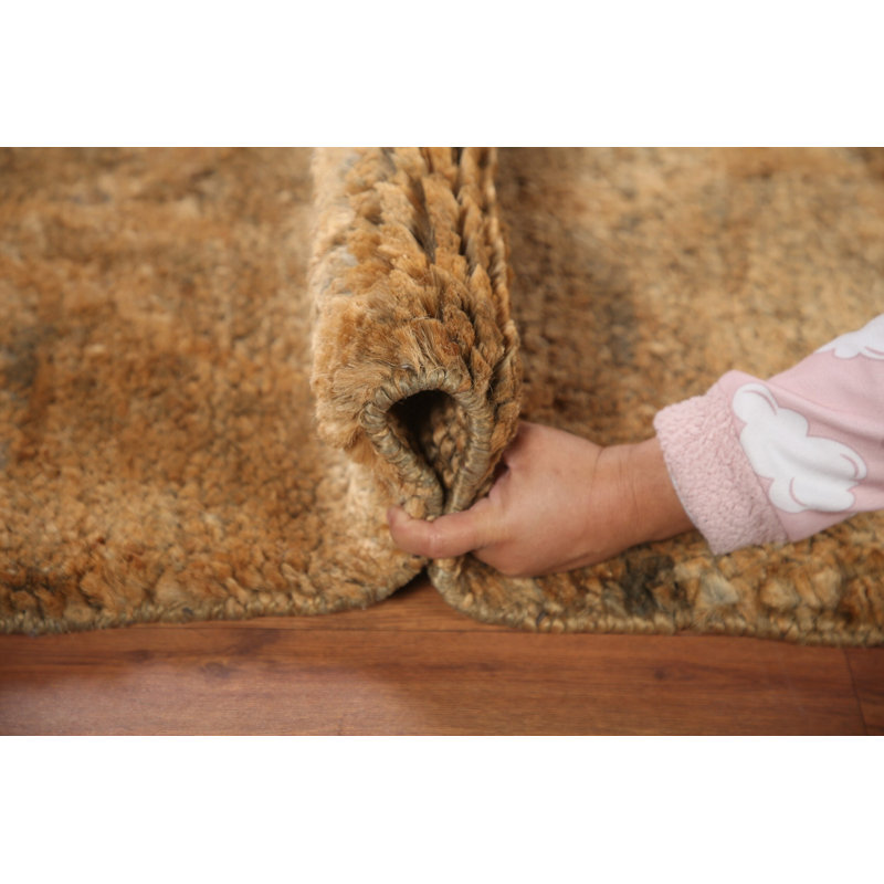 Tapis de vestibule oriental moderne doré doré 3 x 5 pi