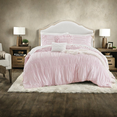 Ensembles de literie rose de qualité supérieure, grand lit double en microfibre, maison de campagne française