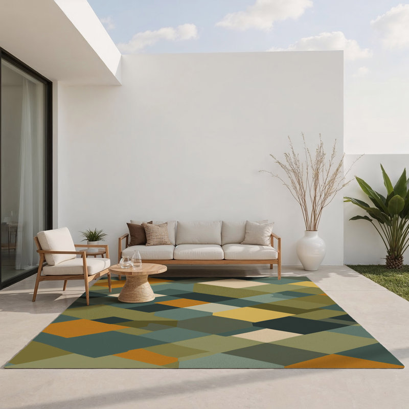 Geo Tiles Indoor And Outdoor Area Rug, Rectangle 2' x 3'