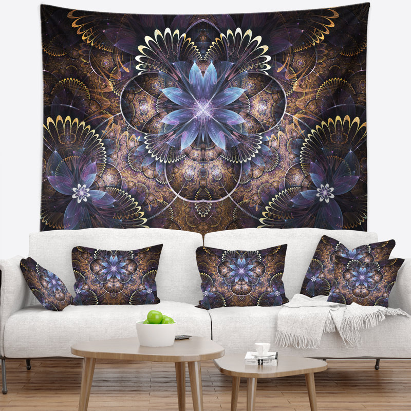 Tapisserie d'art numérique à motif floral, H 32 po x l 39 po