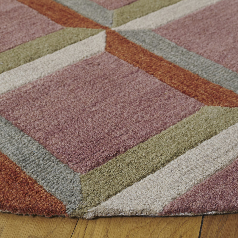 Tapis géométrique touffeté à la main Nickelsen, Rond 7 pi