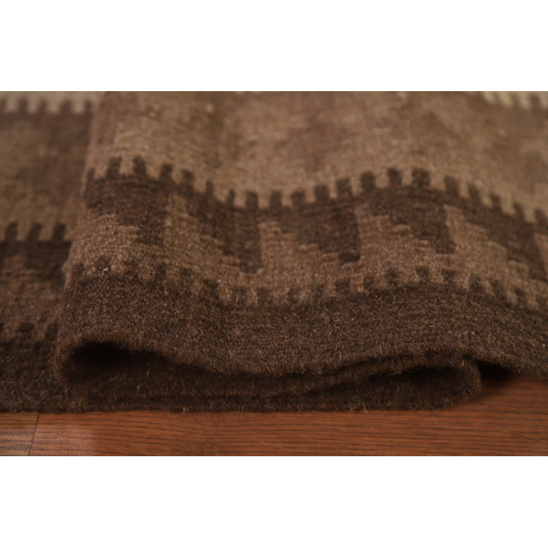 Brown Kilim Geometric Area Rug 7x9