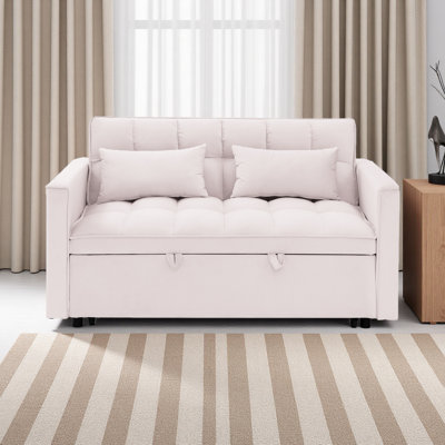 Canapé-lit pliable polyvalent de 54,33 pouces en 3 longueurs, canapé-lit moderne en velours, dossier réglable