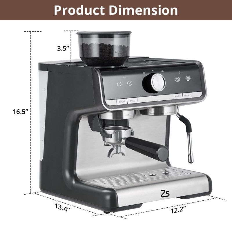 20 Bar Automatic Espresso Coffee Maker With Milk Frother For Home Barista