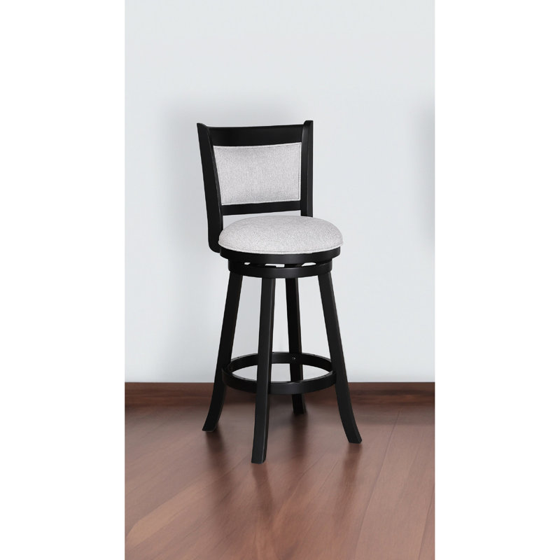 Tabouret pivotant à hauteur de comptoir 2 pièces, siège et repose-pieds rembourrés en tissu, structure de bar en bois avec chaise en bois