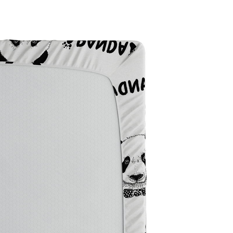Panda Microfiber Animal Print Fitted Sheet, Twin XL Fitted Sheet, Black/White Panda