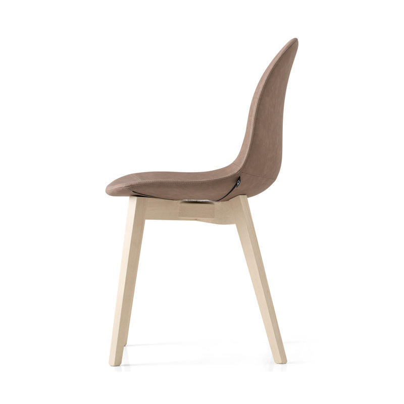 Academy Upholstered Side Chair with Wooden Frame, Bleached, Desert Vintage