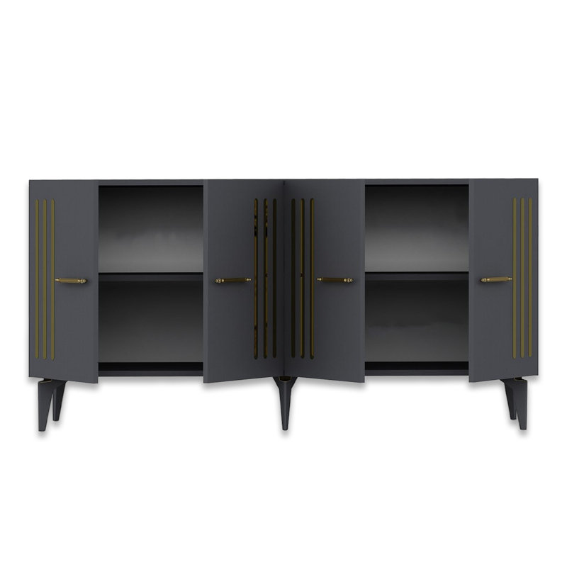 59'' Wide Multipurpose Console With Reflective Stripe, Anthracite/Gold