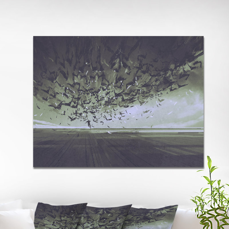 «Attack of Crows», impression sur toile tendue, H 30 po x l 40 po x P 1,5 po