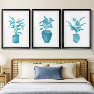 Watercolor House Plant IV - Impression sur mesure encadrée de qualité supérieure - 3 pièces