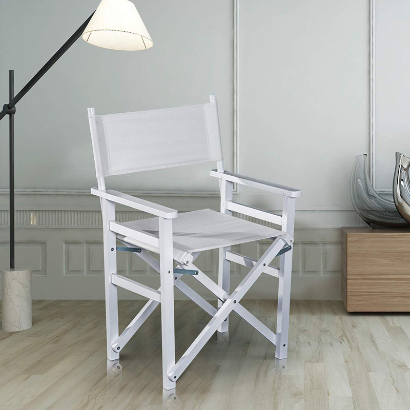 Fabric Folding Chair, White/Grey