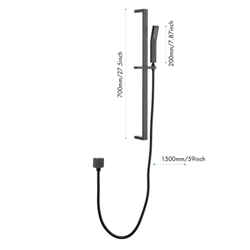 Matte Black Handheld Shower With 28-Inch Slide Bar And Convenient Spray Modes Head Construction 59-Inch Hose In