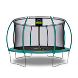 Machrus Moxie Pumpkin-Shaped Outdoor Trampoline Set with Top-Ring Frame Safety Enclosure, 14 FT
