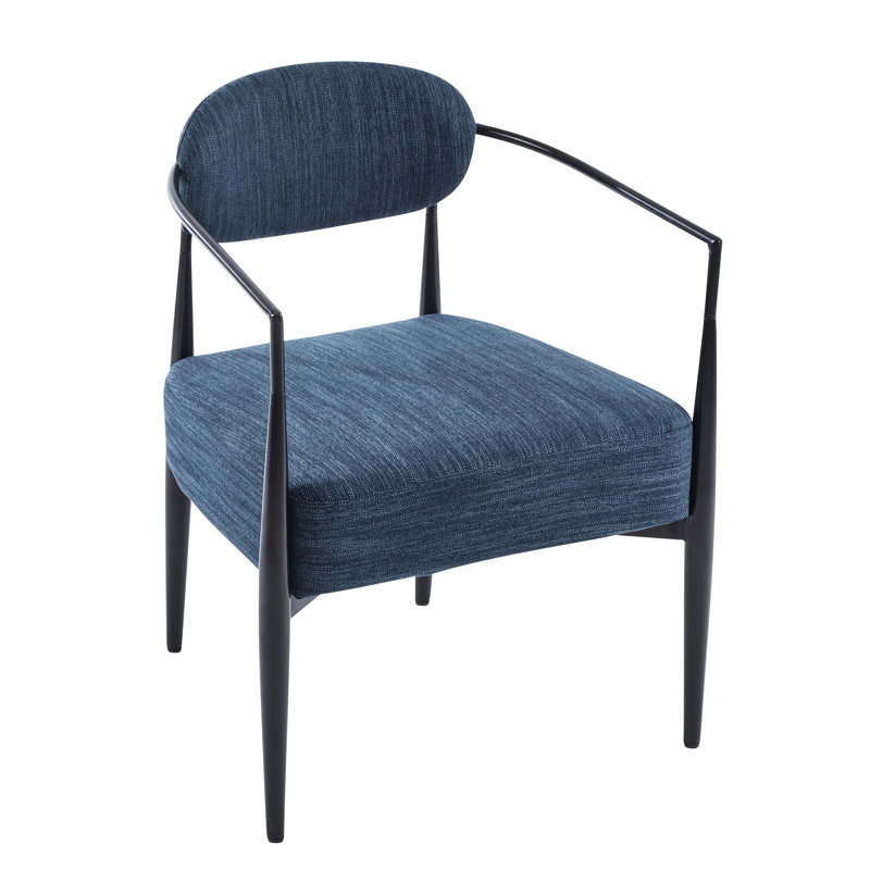 Confortable fauteuil d'appoint de style Mid-Century avec assise et structure à ressorts ensachés, fauteuil bleu marine