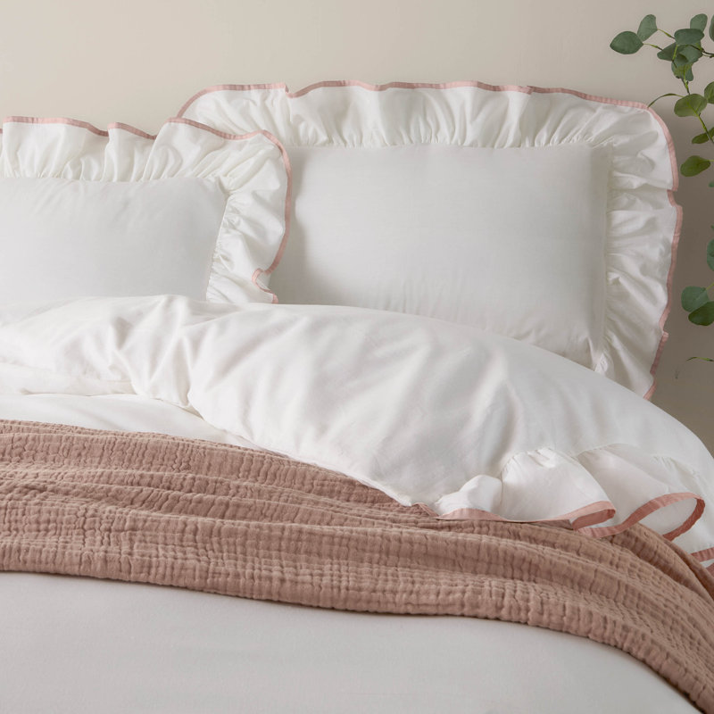 Blousey Cotton No Pattern Duvet Cover Set with Pillowcases Included, Kingsize Duvet Cover + 2 Standard Pillowcases, Pink
