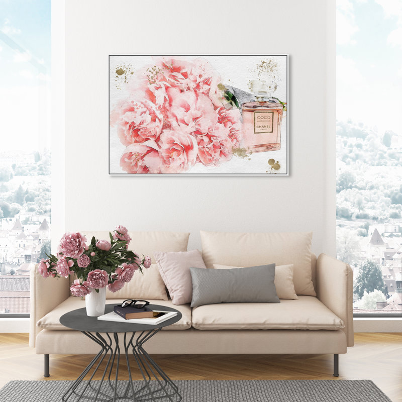 Fleurs et fleurs de parfum - impression, Toile avec cadre blanc, H 30 po x l 45 po