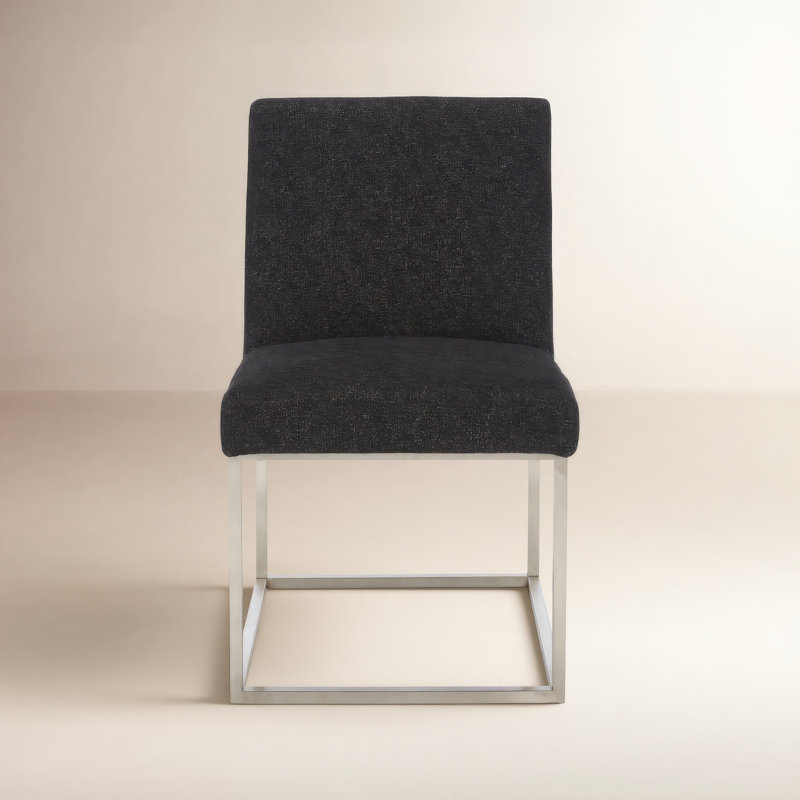 Athens 18.5'' H Upholstered Side Chair, Silver, Black