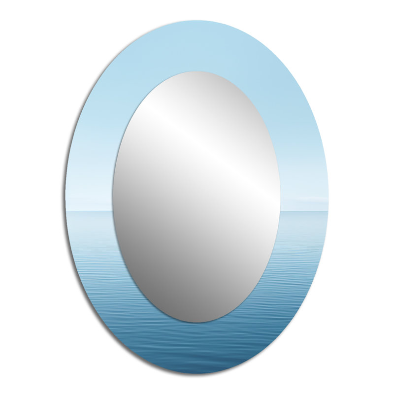 Oceans Infinity Dreamscape III - Blue Oval Wall Mirror Decor, 40" x 30"