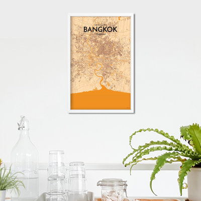Bangkok City Map In Vintage - No Frame Print