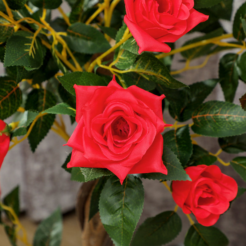 90cm Faux Rose Tree Plant in Pot, Red