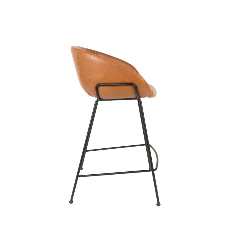 Feston Counter & Bar Stool, Bar Stool (30" Seat Height), Brown Faux Leather