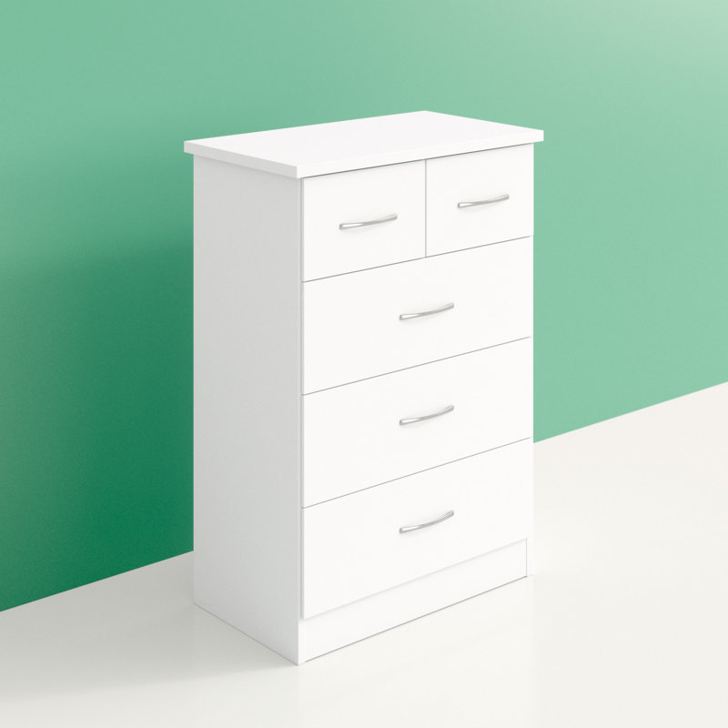 Cascio 5 Drawer Chest Of Drawers, White Gloss