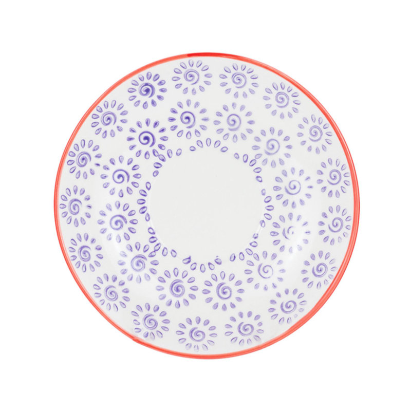 Nicola Spring - Hand-Printed Cappuccino Saucer - 14cm, Purple/Red