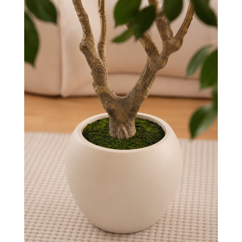 105" H Artificial Olive Tree with 18" W White Planter