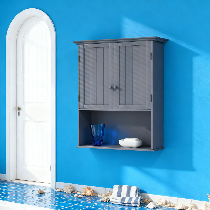 Armoire de rangement murale avec tablette réglable, organisateur de salle de bain à 2 portes pour la salle de bain ou le lavabo, polyvalente pour la cuisine, le salon et la chambre à coucher