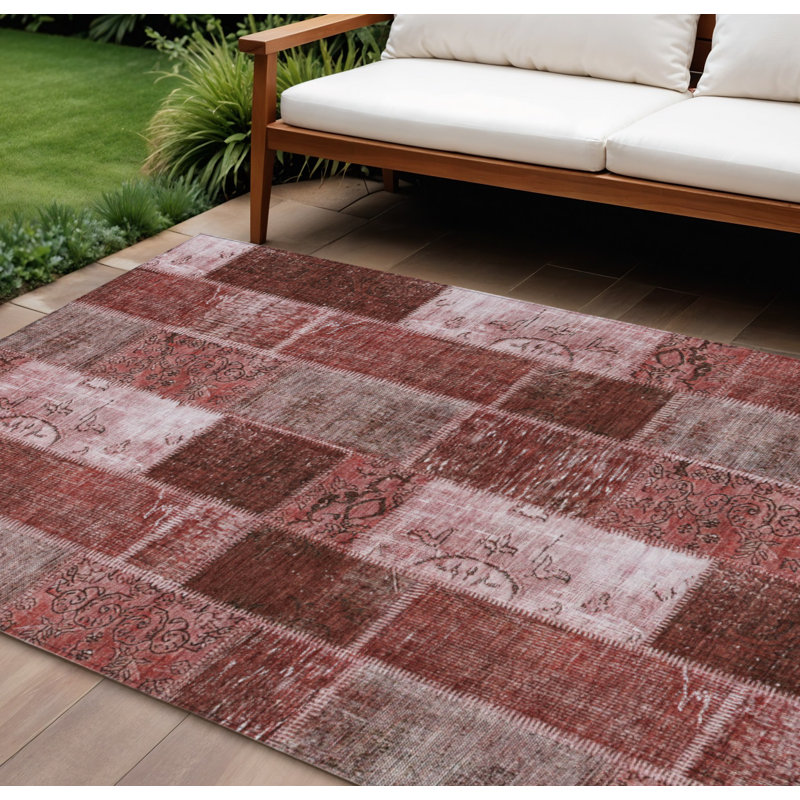 Tapis intérieur lavable 8 pi x 10 pi patchwork rosé