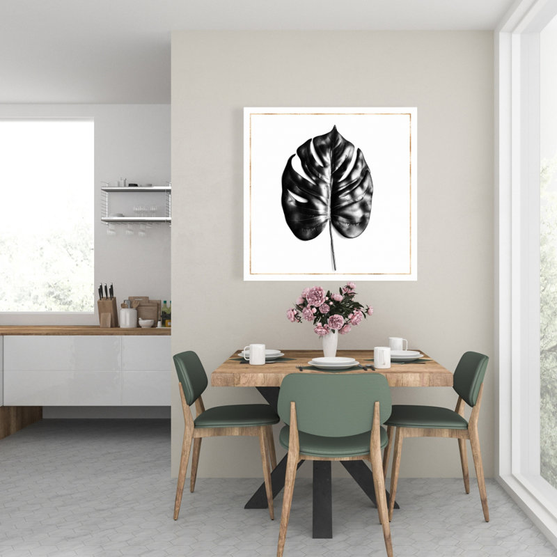 Toile botanique blanche exotique | Feuille de Philodendron