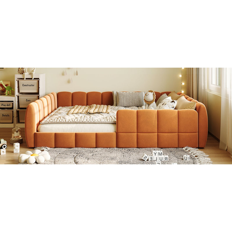 Lit de plancher en velours, Orange