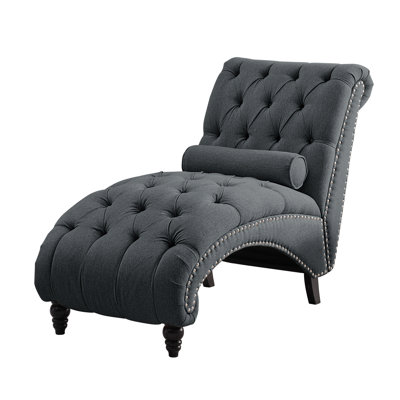 Charlton HomeChaise Lounge Chair Indoor, Velvet Button-tufted Armless Upholstered Tlited Backrest Chaise Lounge With High-density Sponge Seat Cushio by Charlton Home