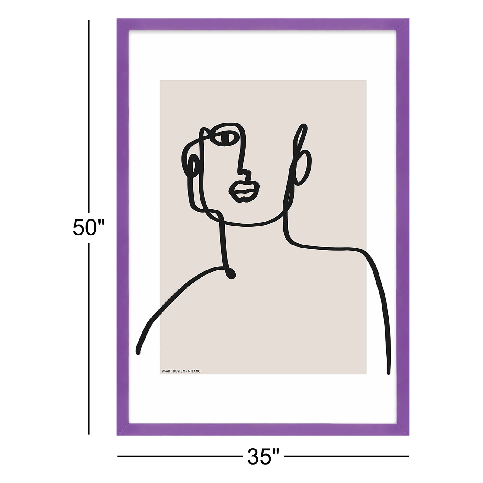 Romina Gadler "Figure and Form 2" Print, 50" H x 35" W x 1.25" D, Purple Framed Paper