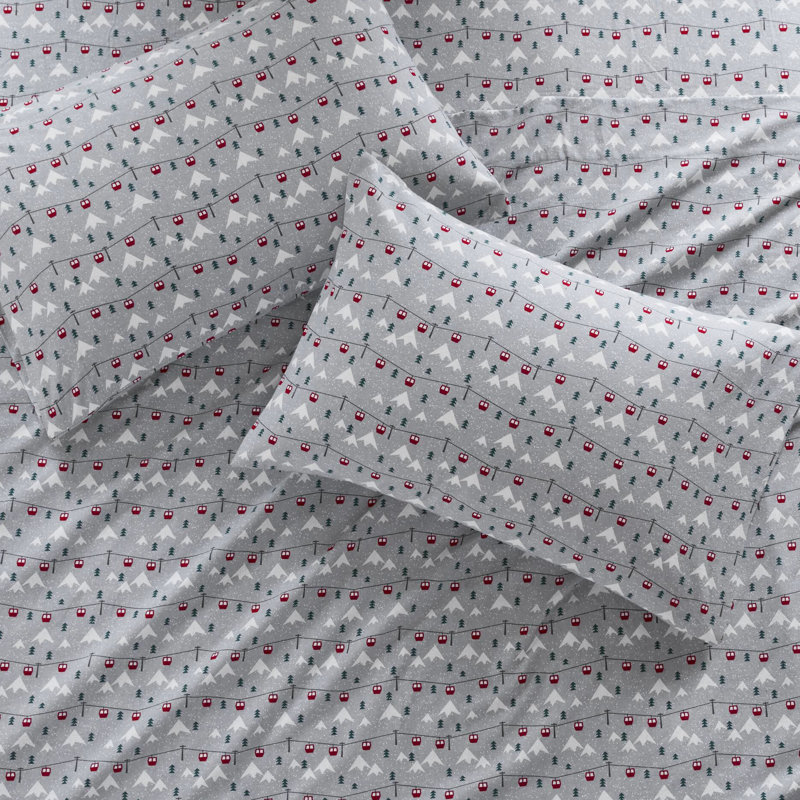 Ensemble de 3 draps de lit gris 100% flanelle de coton 100% double pour lit double / très grand 14 "