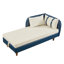 Chaise longue simple 65 "beige et bleue contemporaine avec coussins et rangement caché