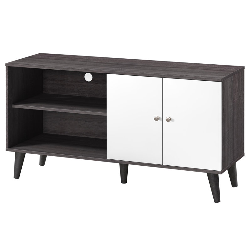 Dark Gray + White Tv Stand, Fits 50-59" Tvs, With Versatile Storage Options Budget- Stand Storage, White, For Simple Solution