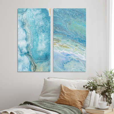" Light Blue Clouds Of Abstract Paint " 2 - Pieces