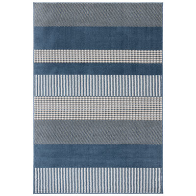 Tapis ivoire / bleu marine en polypropylène tissé à la machine Nicarete
