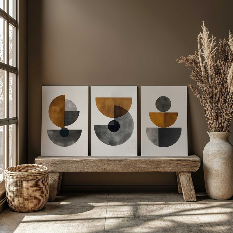 Ensemble de 3 imprimés empilés empilés, Cadre flottant noir satiné, 30 po x 20 po