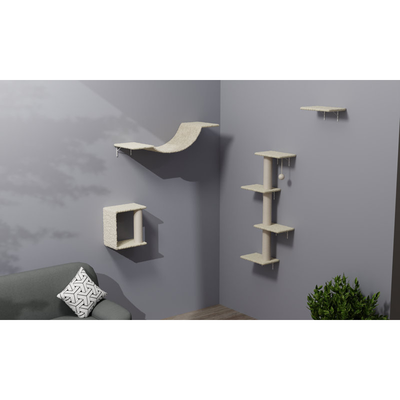 Ensemble de meubles muraux pour chat - Design moderne 4 pièces, Beige