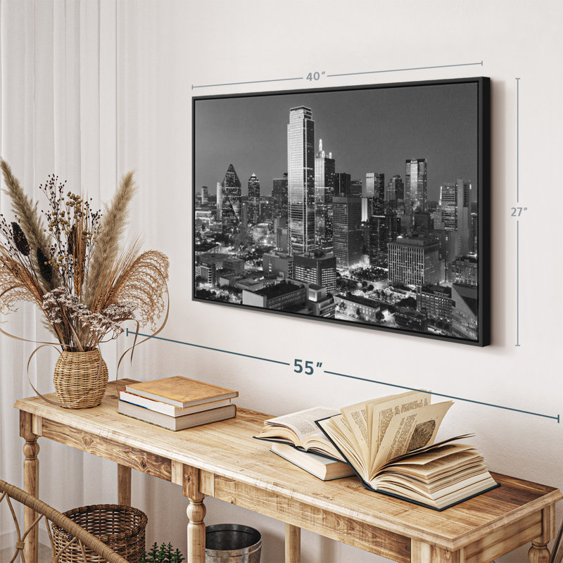 Impression sur toile monochrome, Dallas, Texas, H 27 po x l 40 po
