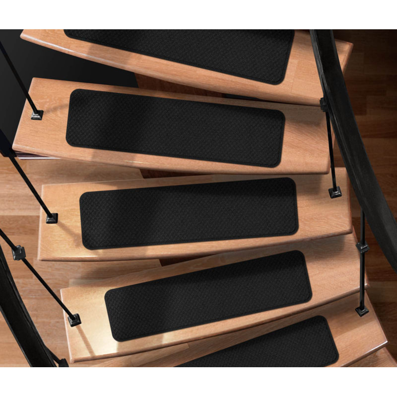 Tapis d'escalier noir, Rectangle 8 po x 1 pi 11,5 po