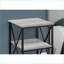 Table basse à 3 niveaux peu encombrante, plateau en stratifié gris et base en métal noir, table de bout de salon / chambre à coucher polyvalente-339737720