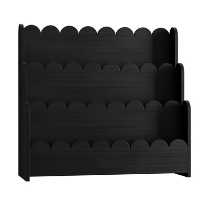3-Tier Scalloped Bookshelf, Montessori Toddler Bookcase, Wooden Kids Book Shelf Organizer for Nursery, Playroom & Classroom