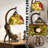 Vintage Cat Figurine Stained Glass Table Lamp - Rustic Animal Accent Light
