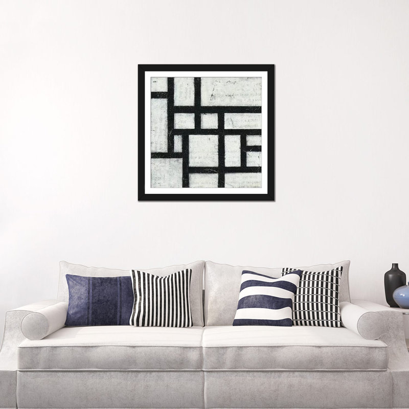 « labyrinthe iii », impression sur toile, H 16 po x l 16 po x P 1 po, Papier d'art encadré noir, Blanc