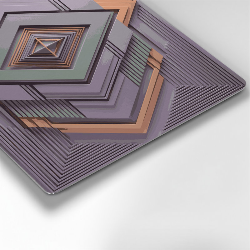 «Geometric Abstraction 56», art mural en métal rose, H 16 po x l 20 po